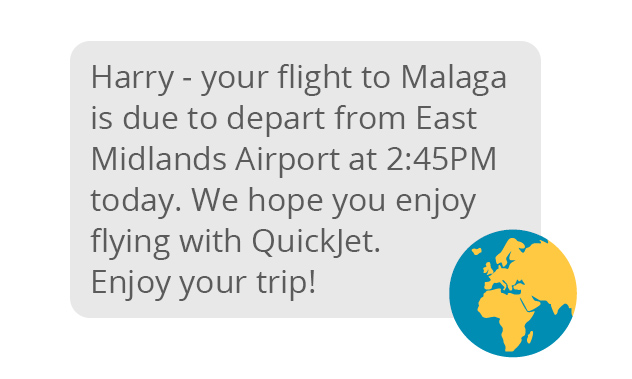 quickJet - Travel and Tourism - Keep Your Customers Updated With SMS
